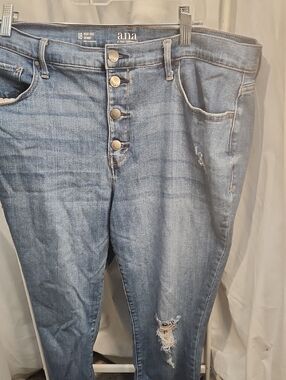 a.n.a Women's Light Blue High-Rise Button-Fly Jeans